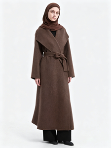 Sharut Ramadan Eid Dubai Turki Dubai Abaya Islami Wanita Muslim Thobe Kain Wol Dua Sisi Mantel Musim Dingin Gaun Abaya Sederhana - Product Image 3