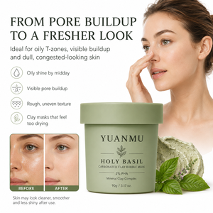 Mascarilla Facial Purificante de Burbujas de Albahaca <span class=keywords><strong>Sagrada</strong></span>, Crema Limpiadora de Poros, Hidratante y Controladora de Grasa, Elimina Puntos Negros - Product Image 2