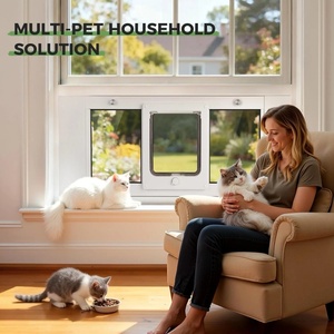 Porta per Gatti Intelligente con Chiusura Magnetica a 4 Vie, Sicura per l'Ingresso e l'Uscita di Gattini e Animali Domestici, Adatta per Finestre e Porte - Product Image 3