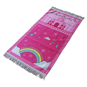 Tappeto da preghiera per bambini con <span class=keywords><strong>Cameria</strong></span> Tasbih musulmano in confezione regalo Set Sajadah cartone animato soggiorno poliestere quadrato lavabile stampato T/T - Product Image 6