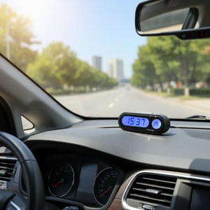 เครื่องวัดอุณหภูมินาฬิกาดิจิตอลในรถยนต์พลาสติกสมัยใหม่ 2 ใน 1 อุปกรณ์ตกแต่งภายในสำหรับตกแต่งรถยนต์ - Product Image 3