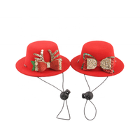 Chapeau de Noël pour animaux de compagnie avec nœud et décorations de bois de cerf, accessoire de tête rouge pour petits chiens et chats