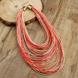 Collar de Cordón de Cera Multicapa Exagerado Nuevo de 2025, Collar de Cordón de Cuero Colorido Retro Bohemio - Product Image 2
