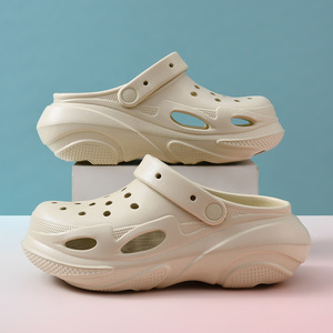 Crocs pour femmes, pantoufles respirantes à semelles épaisses en EVA, à bout fermé, pour l'été, pour l'extérieur, blanc, noir, kaki, 35-40 - Product Image 2