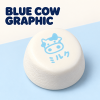 Jouet anti-stress rond en forme de vache bleue, motif pudding au lait blanc, à presser pour soulager le stress