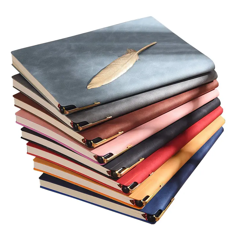 Kustom diskon besar ukuran A6/A5/B5 kisi Horizontal kosong 8 warna penutup buku harian menulis buku Notebook dengan Set pena
