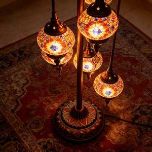 Lampadario Turco in Mosaico Fatto a Mano, Illuminazione per Soggiorno e Camera da Letto, <span class=keywords><strong>Lampade</strong></span> da Terra Artigianali in Mosaico Turco di Istanbul - Product Image 3