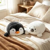 Jouets en peluche personnalisés, mignons animaux de dessin animé, cochon, pingouin, raton laveur, renard, shiba inu, oreiller en peluche pour lit