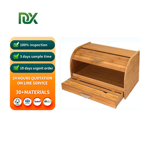 Natural Bamboo <strong>Bread</strong> Box 2 Tiers Kitchen Countertop Food Storage Container Pull Out Drawer Space Saving Loaf <strong>Bin</strong> - Product Image 1