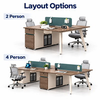 Bureau moderne en bois pour 6 personnes avec rangement, poste de travail modulaire pour espace de travail partagé en open space