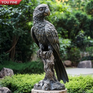 Statua di <span class=keywords><strong>Pappagallo</strong></span> YOUFINE a Grandezza Naturale in Bronzo con Ali Aperte, Scultura di Uccello con Patina Verde Anticata per Decorazione di Ingressi di Ville e Giardini - Product Image 3