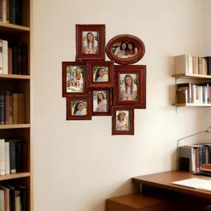 Nouveau cadre photo mural <span class=keywords><strong>en</strong></span> bois vintage, avec 6 ouvertures, écologique et durable, pour décoration intérieure - Product Image 6