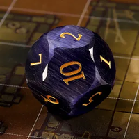 Superbe ensemble de dés DND faits à la main en cristal œil de chat violet foncé, 1 pièce, dés polyédriques avec chiffres dorés pour jeux de rôle sur table Dungeons & Dragons