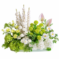 Chemin de table floral haut de gamme avec fleurs artificielles pour arrangements floraux de mariage, décorations de fête blanches et vertes, personnalisable