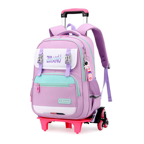 Factory Customized New Design Kids Backpack Anti slip 6-wheel Girls' Trolley Bags Waterproof  Wear-resistant Student Schoolbags