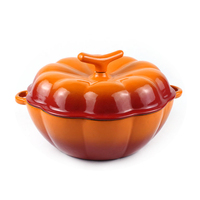Nouvel Design d'Usine Cocotte en Fonte Émaillée en Forme de Citrouille, Marmite de Cuisson Ragoût et Soupe