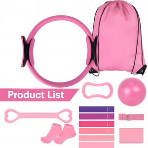 EBEST EB-010 Kit Esencial de Pilates para el Hogar, Pelota de Yoga de 9 Pulgadas, Banda de Resistencia en Forma de 8, Bandas de Pilates de Plástico, Accesorios, Set de Anillos - Product Image 5