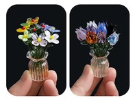 Vas Kaca Mini Buatan Tangan Gaya Jepang Grosir, Vas Kecil Transparan untuk Hiasan Meja, Dekorasi Rumah, Vas Modern