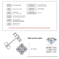 Pendientes de Trébol de Cuatro Hojas de Plata de Ley con Baño de Oro de 14K, Sin Níquel, Brillantes, con Moissanita VVS GRA de 0.1CT, Joyería Fina