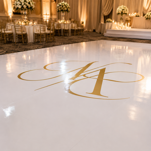 Custom White Dance Floor Wrap Apply Low Tack Removable Adhesive PVC Vinyl Floor Sticker for Wedding Dance Parties