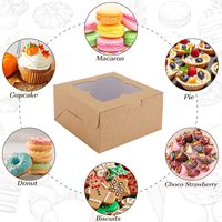 Emballage alimentaire écologique, conception OEM, boîtes à donuts en papier kraft individuelles avec fenêtre transparente en PET