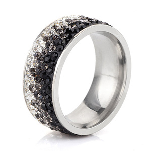 Stainless Steel <b>Titanium</b> <b>Ring</b> 8mm Pave Setting Gradient Color Unisex Fashion Jewelry Gift - Product Image 1
