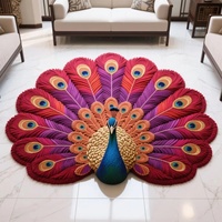 Tapis de sol en polyester motif paon à vision stéréo 3D transfrontalier, tapis de panier suspendu, décoration moderne et simple pour la maison, salon, café
