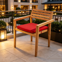 Chaise d'extérieur robuste en teck, chaise de jardin durable avec coussin, chaise de jardin avec dossier