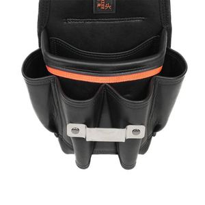 Black Genuine <b>Leather</b> <b>Tool</b> Belt <b>Pouch</b> with Hammer Holder - Product Image 2