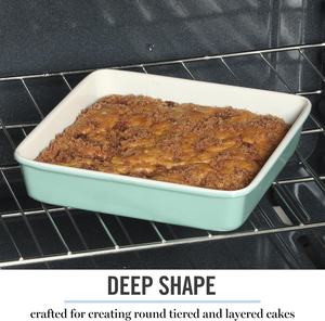 Moule à gâteau carré antiadhésif en acier au carbone de 9 pouces, résistant au four, de la marque Martha Stewart Gallen - Teal, durable pour la cuisson de gâteaux, brownies et desserts - Product Image 6