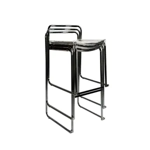 Modern Elena Clear Stackable Acrylic Metal Counter Height Stool For Dining Room And Kitchen