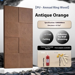 PU moderne Anti-culturel carbonisé panneau <span class=keywords><strong>de</strong></span> Grain <span class=keywords><strong>de</strong></span> bois anneau annuel lumière rétro fond mur pour hôtel chez l'habitant Villa décor - Product Image 6