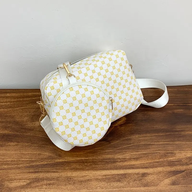 2 Em 1 Elegante Polka Dot Imprimir Câmera Mudança Senhoras Crossbody Bag