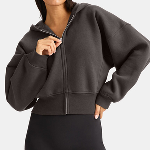 2025 vendita calda vestito tinta unita all'ingrosso nuovo abbigliamento attivo un pezzo felpa sportiva felpa con cappuccio per le donne - Product Image 2