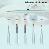 Pointes interchangeables multifonctions 4pcs Brosse à cheveux rétractable en nylon avec manche en acrylique Ensemble de brosses à ongles en gel UV