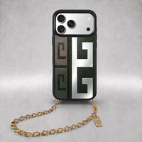 Coque de téléphone en métal avec chaîne, design tendance, pour iPhone 18 17 16, bracelet doré de luxe, mignon, girly, avec logo personnalisé, coque miroir antichoc