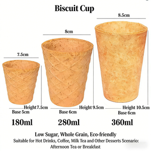 Tazza Commestibile in Biscotto Croccante, Tazza di Caffè Usa e Getta in Avena Croccante, Tazza Ecologica e Creativa da Mangiare - Product Image 6