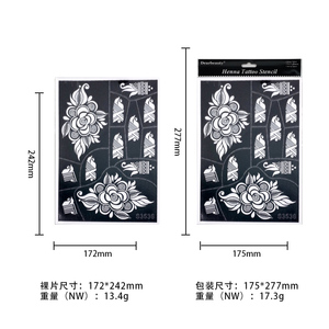 Pochoirs personnalisés pour tatouages au henné Mehndi, imperméables, pour mains et pieds, style ethnique ajouré, modèles simples pour mariages et fêtes, autocollants de <span class=keywords><strong>peinture</strong></span> - Product Image 2