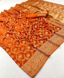 Meilleure qualité six verges pur Mashru Satin tissage Sarees tissu en six nuances pour les fêtes prix de gros - Product Image 4