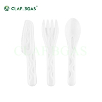 Modern design, wegwerpbaar, milieuvriendelijk, 100% biologisch afbreekbaar bestek van suikerrietbagasse (mes, vork, lepel), voedselveilig voor kamperen