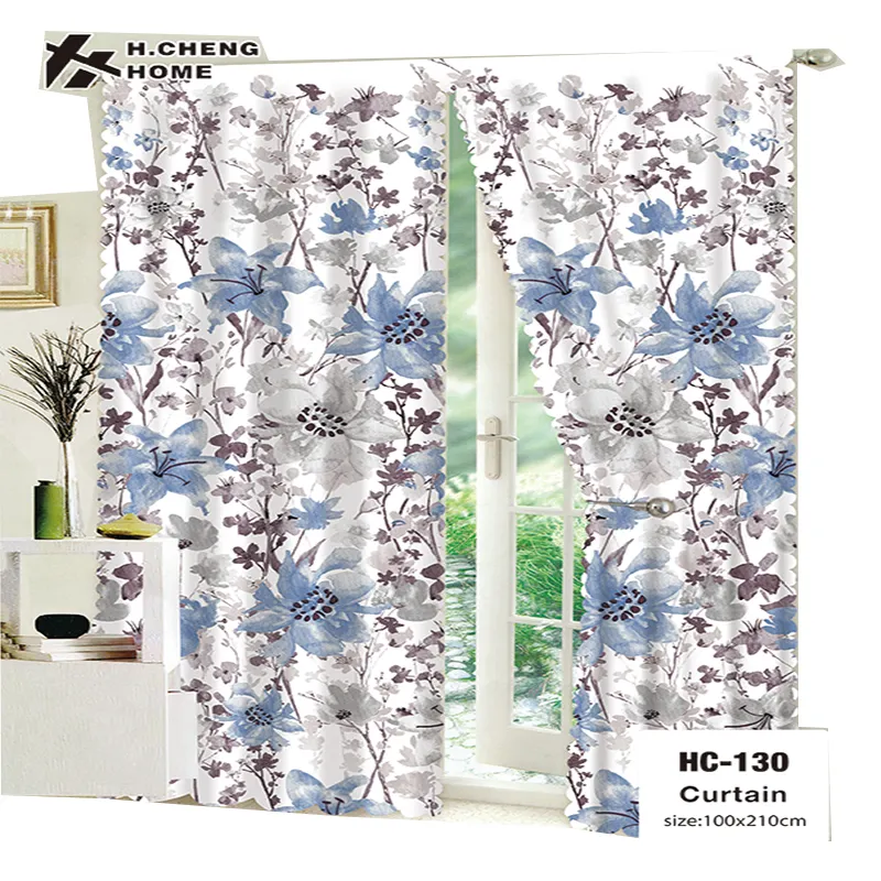 2024 Autumn Hot Sale Popular 100% Polyester Flower Pattern Blackout Printed Fabric Window Pink Curtains For Living Room