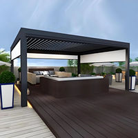 Pergola extérieure en aluminium moderne, bioclimatique, imperméable, avec toit à lamelles électriques et auvent pour jardin et patio