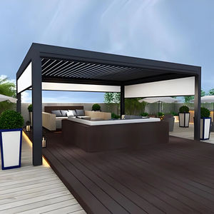 Pergola extérieure en aluminium moderne, bioclimatique, imperméable, avec toit à lamelles électriques et auvent pour jardin et patio - Product Image 1