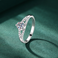 Bague en argent massif 925 avec moissanite 0,5 carat, certifiée GRA, bijoux étincelants pour elle, cadeau de demande en mariage pour femme, vente en gros