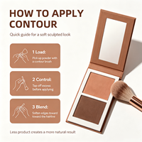 Palette de poudre contouring double couleur pour sculpter le visage, marron chaud, soyeux, facile à estomper, fini mat, longue tenue, léger, naturel
