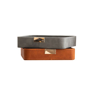 Boîte de rangement en cuir écologique haut de gamme, fabriquée à la main, pour clés, <span class=keywords><strong>bijoux</strong></span> et cosmétiques, boîte de rangement de bureau, boîte à mémos promotionnelle tendance - Product Image 2