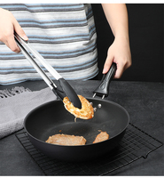 Pince à steak en silicone à poignée Pince à épiler de cuisine en acier inoxydable Pince à pâtes pour la cuisson Rôtir Saisir de petits objets
