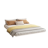 Lit flottant minimaliste italien de luxe léger 1,68 m, lit double en fer sans tête de lit