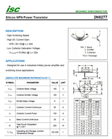 Transistor NPN 2N6277 ISC TO-3 50A 150V 250W 100% Original et Code de Lot Traçable