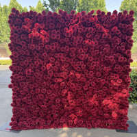8x8ft Soie À La Main Rose Mur Fleur Artificielle 3D Mur Décor Mur Rouleau Panneau pour Mariage Noël Saint Valentin